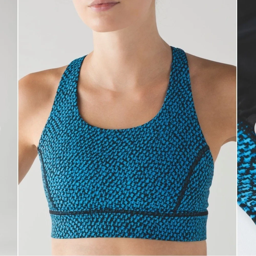 Lululemon Circuit Breaker Bra Scatter Star Beach Blanket Blue Black
